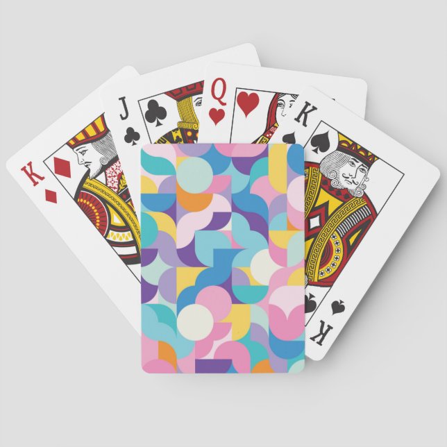 Purple & Pink Geometric Pattern Poker Cards (Back)