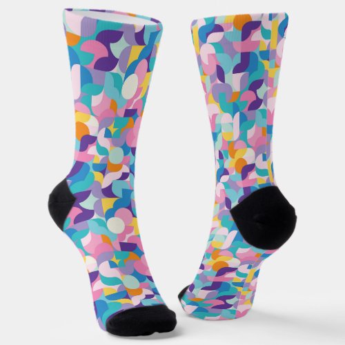 Purple  Pink Geometric Pattern Socks