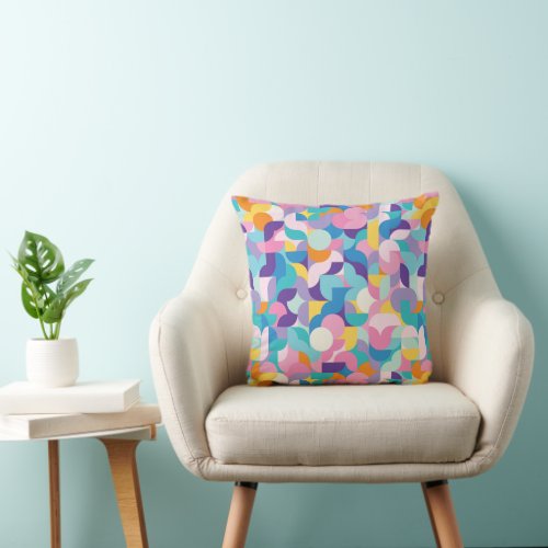 Purple  Pink Geometric Pattern Throw Pillow