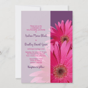 Purple Pink Gerbera Daisy Wedding Invitation