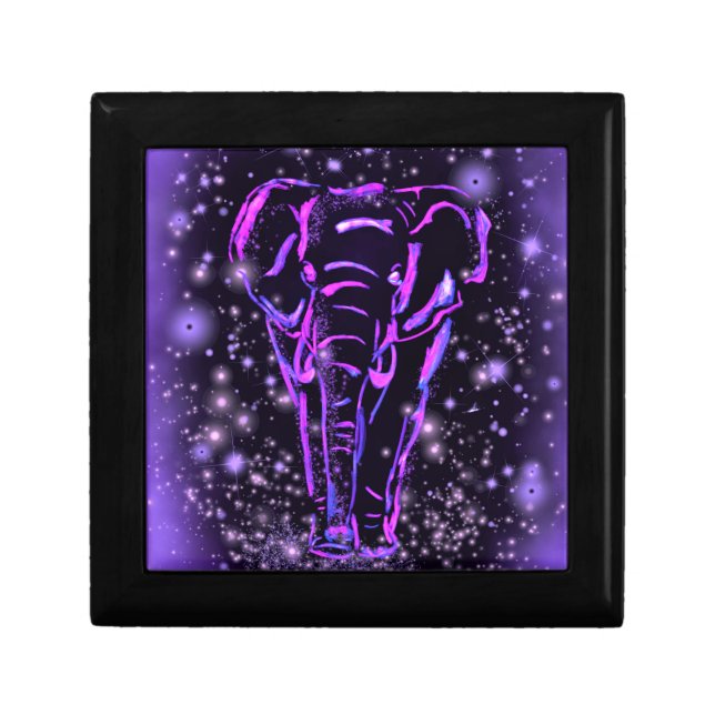 Purple Pink Gift Box Elephant At Starry Night (Front)