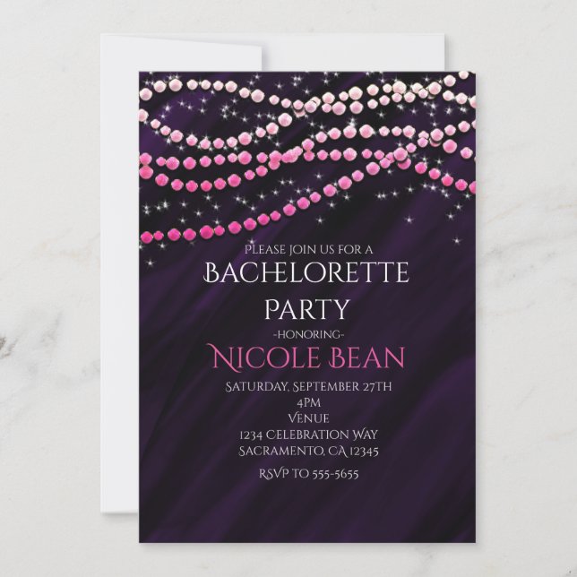 Purple & Pink Glamour Sparkle Party Invitations (Front)