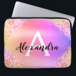 Purple Pink Glitter and Sparkle Monogram Laptop Sleeve<br><div class="desc">Purple and Pink Faux Glitter and Sparkle Ombre Pastel Metallic Foil Elegant Monogram Case. This case can be customized to include your initial and first name.</div>