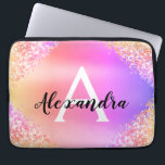 Purple Pink Glitter and Sparkle Monogram Laptop Sleeve<br><div class="desc">Purple and Pink Faux Glitter and Sparkle Ombre Pastel Metallic Foil Elegant Monogram Case. This case can be customized to include your initial and first name.</div>