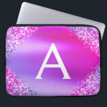 Purple Pink Glitter and Sparkle Monogram Laptop Sleeve<br><div class="desc">Purple and Pink Faux Glitter and Sparkle Metallic Foil Elegant Monogram Case. This case can be customized to include your initial and first name.</div>