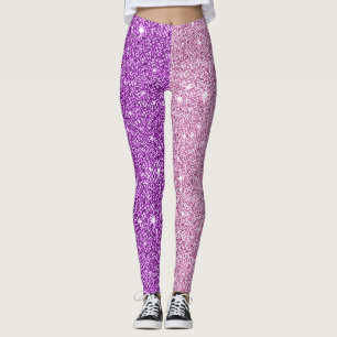 Purple+Pink Glitter Athleisure Yoga Pants Leggings