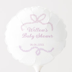 purple pink glitter bow baby shower name date eleg balloon