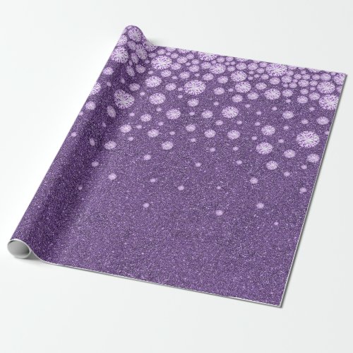 Purple pink glitter diamonds girl wrapping paper