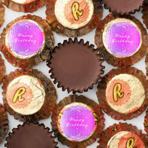 Purple Pink Glitter Drips Personalized Birthday Reeses Peanut Butter Cups