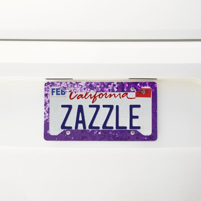 Purple Pink Glitter Glam #1 (Faux Glitter) #decor  License Plate Frame (On Car)
