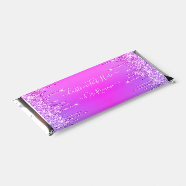 Purple Pink Glitter Hershey Bar Favors Custom Text (Angled)