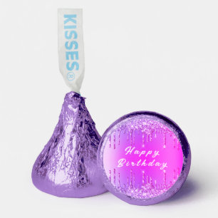 Purple Pink Glitter Kisses Personalized Birthday Hershey®'s Kisses®