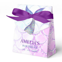 Purple Pink Glitter Mermaid Tail Birthday Favor Boxes