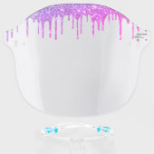 Purple Pink Glitter Modern Glam Luxury Salon Face Shield (Front w/Glasses)