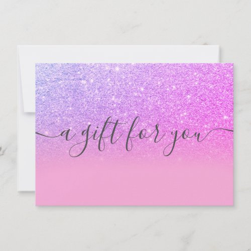Purple pink glitter ombre gift certificate