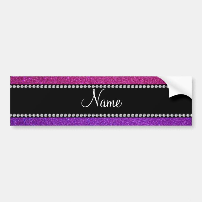 Purple pink glitter personalized name bumper sticker (Front)