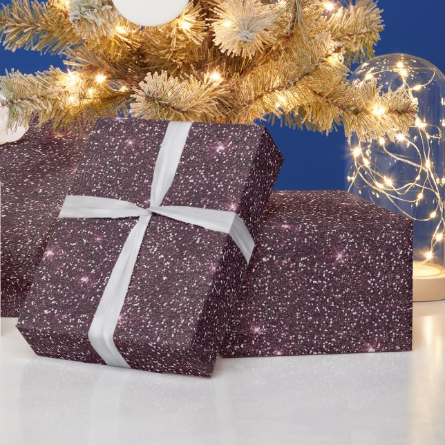 Purple Pink Glitter Sparkle Modern Christmas Wrapping Paper (Holidays)