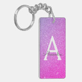 Purple Pink Glitter & Sparkle Monogram Keychain (Front Left)