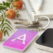 Purple Pink Glitter & Sparkle Monogram Keychain (Front Right)