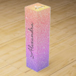 Purple Pink Glitter & Sparkle Monogram Wine Box<br><div class="desc">Gold,  Purple and Pink Rainbow Pastel Ombre Faux Glitter and Sparkle Elegant Wine Gift Box. This Wine Gift Box can be customized to include your initial and first name and makes a great birthday party,  anniversary,  bachelorette party,  bridal shower gift.</div>