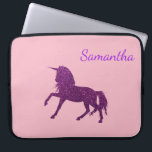 Purple Pink Glitter Sparkle Unicorn Girl's Laptop Sleeve<br><div class="desc">This design may be personalized in the area provided by changing the photo and/or text. Or it can be customized by clicking Personalize this Template and then choosing the click to customize further option and delete or change the color of the background, add text, change the text color or style,...</div>