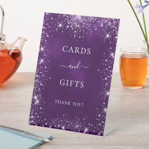 Purple pink glitter sparkles cards gifts sign