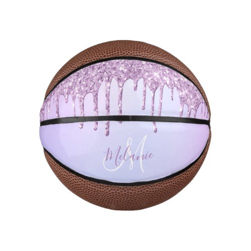 Purple Pink Glitter Sparkles personalized Girly  M Mini Basketball