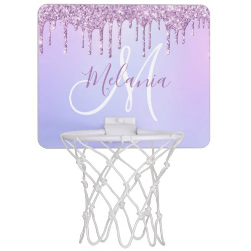 Purple Pink Glitter Sparkles personalized Girly Mini Basketball Hoop