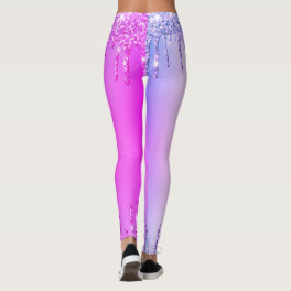 Purple Pink Glitter Sparkly Drips Leggings