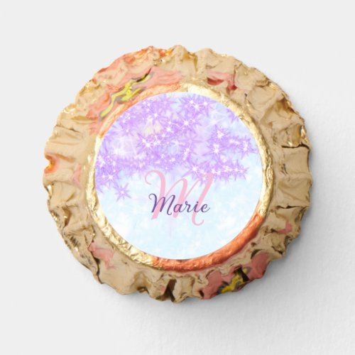 Purple pink glitter star monogram add letter text reeses peanut butter cups