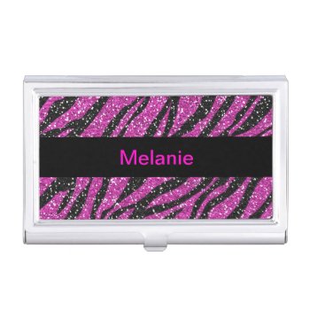 Purple Pink Glitter Zebra Stripe Case For Business Cards by ProfessionalDevelopm at Zazzle