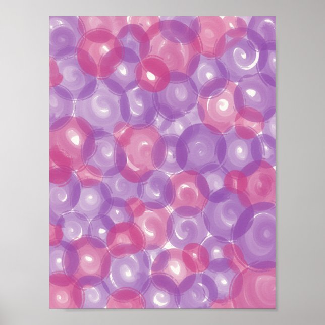 Purple Pink Glossy Bubble Pattern Wall Poster (Front)