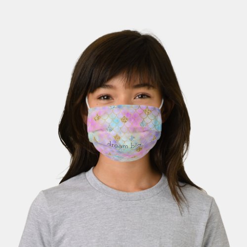 Purple Pink Gold Aqua Glitter Mermaid Sparkle   Kids Cloth Face Mask