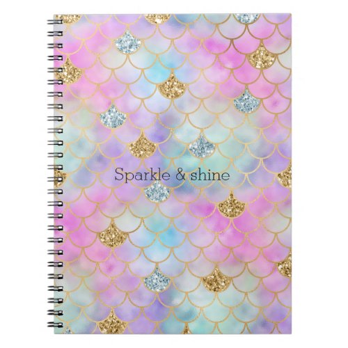 Purple Pink Gold Aqua Glitter Mermaid Sparkle      Notebook