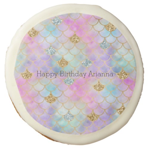 Purple Pink Gold Aqua Glitter Mermaid Sparkle    Sugar Cookie