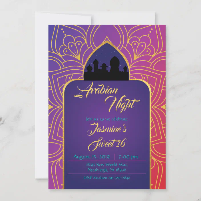 It/'s An Arabian Night Bollywood Themed Royal Blue and Gold DIY Printable Invite Arabian Night Baby Shower Invitation