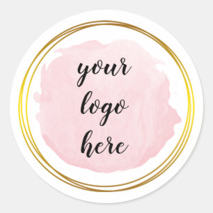 Purple Pink Gold Circle Rings Glitter Custom Logo Classic Round Sticker