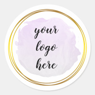 Purple Pink Gold Circle Rings Glitter Custom Logo  Classic Round Sticker