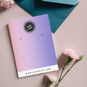 Purple Pink Gradient Add Your Logo Earring Display Business Card