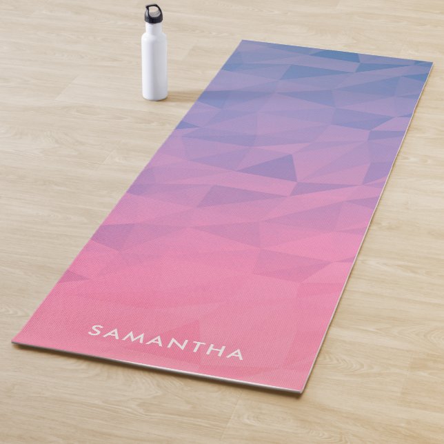 Purple & Pink Gradient Geometric Pattern Monogram  Yoga Mat (In Situ)