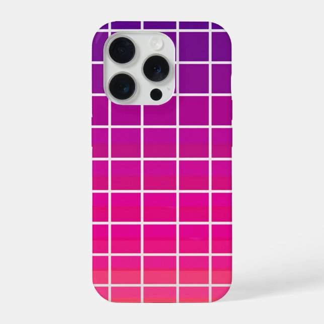 Purple Pink Gradient Grid Pattern Geometric iPhone Case (Back)