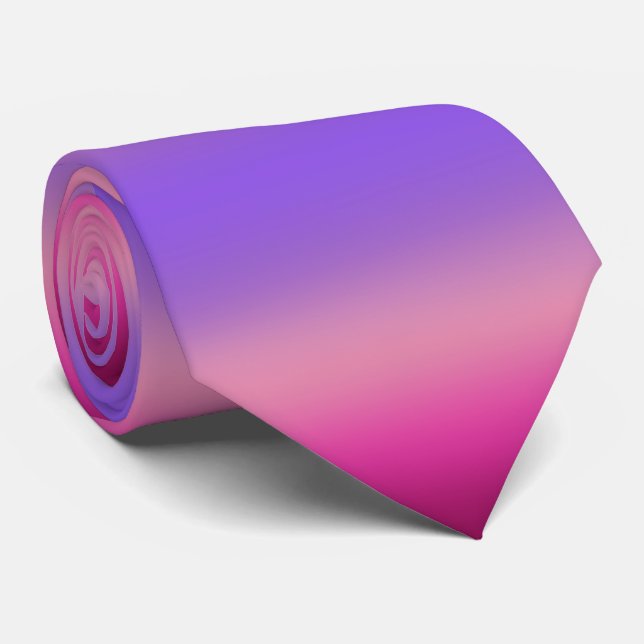 Purple Pink Gradient Ombre Neck Tie (Rolled)
