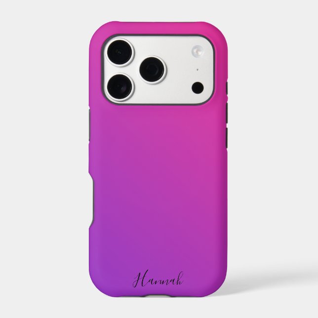 Purple Pink Gradient Personalized iPhone Case (Back)