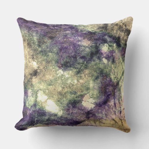 Purple pink green black colourful abstract grunge throw pillow
