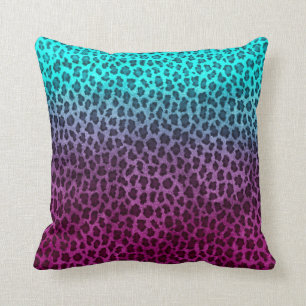 Purple Pink Green Cheetah Print Throw Pillow