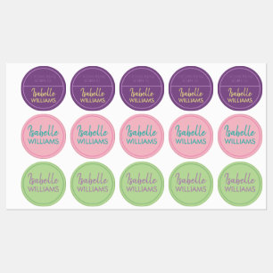 Purple Pink Green Girl Colors w/ If Found Kids' Labels
