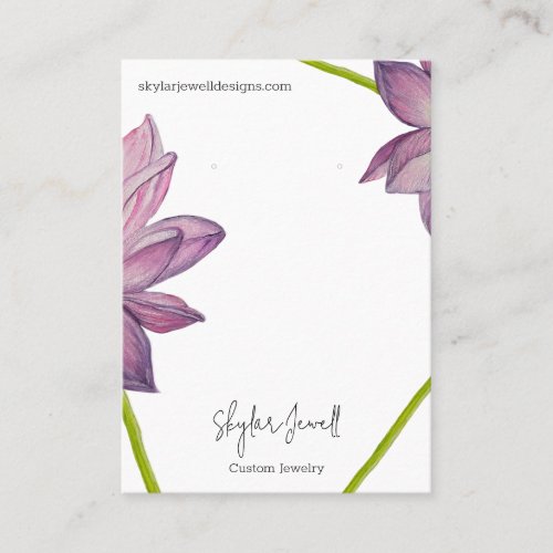 Purple Pink Green Lotus Flower Earring Display Business Card