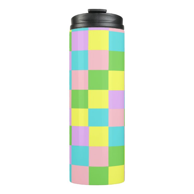 Purple Pink Green Yellow Blue Plaid  Thermal Tumbler (Front)