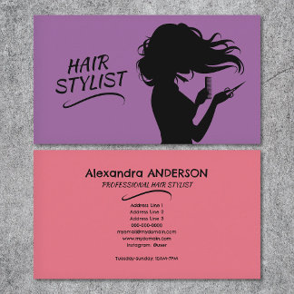 Purple & Pink - Hair Stylist Business Card