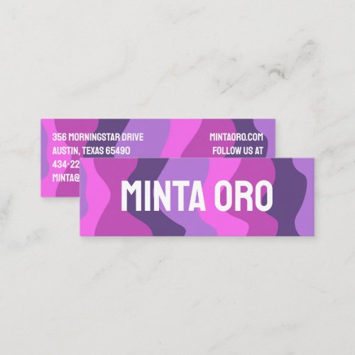 Purple Pink Handmade Wavy Stripes w Social Icons Mini Business Card